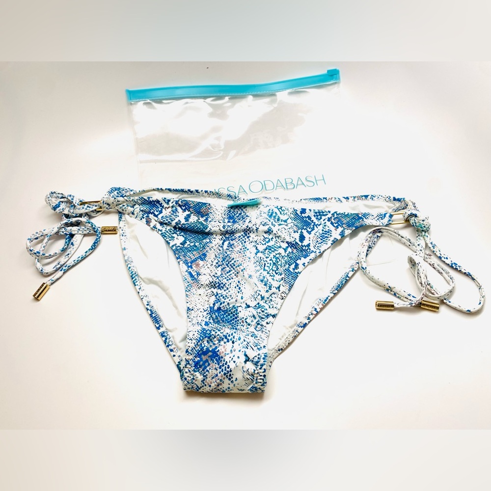 Melissa Odabash Blue and White Snake Print Bikini Bottom